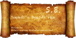 Sapkás Boglárka névjegykártya